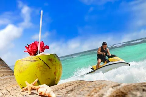 Coconuts on the beach Foto stock
