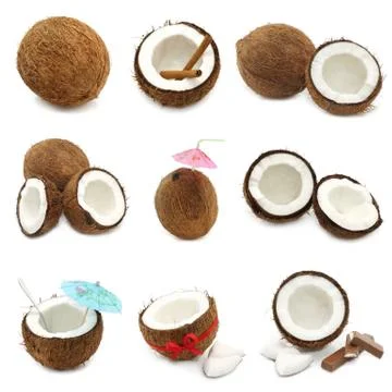 Coconuts collage Stock Photos