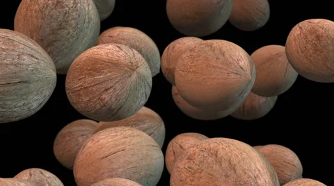 Coconuts falling in slow motion. Alpha channel. Video stock 66198103
