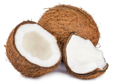 Coconuts isolated on the white background  with clipping path Stock Photos