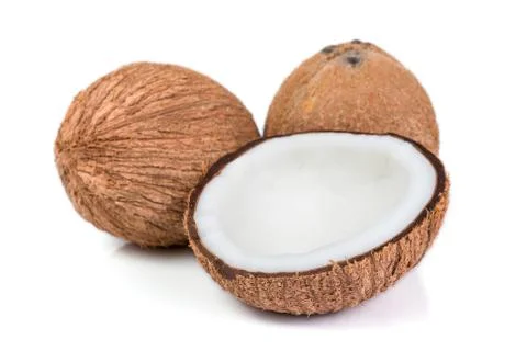 Coconuts isolated on the white background Stock Photos