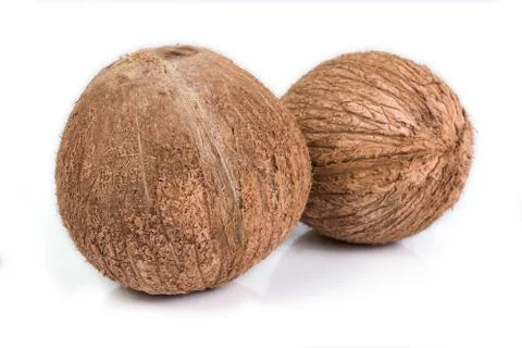 Coconuts isolated on the white background Stock Photos