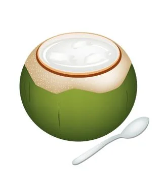 Coconuts Jelly in Coconut Shell on White Background Stock-Illustration