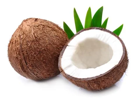 Coconuts with leaves Stock Photos