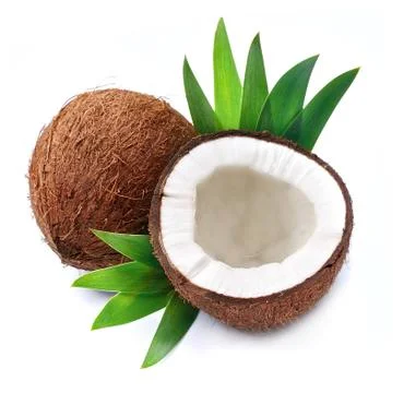 Coconuts with leaves Stock Photos