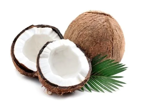Coconuts with leaves. Stock Photos