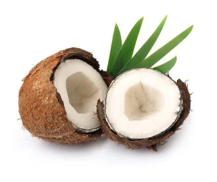 Coconuts with leaves Foto stock