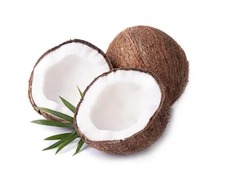 Coconuts with leaves Stock Photos