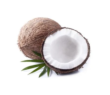 Coconuts with leaves Stock Photos