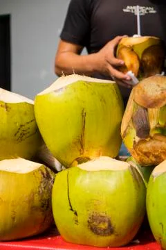Coconuts for sale Stock Photos