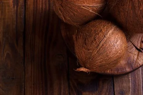 Coconuts on the table Stock Photos