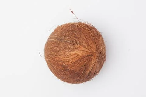 Coconuts on white background isolate, copy space, flatley Stock Photos