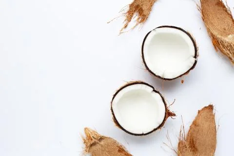 Coconuts on white background. Stock Photos