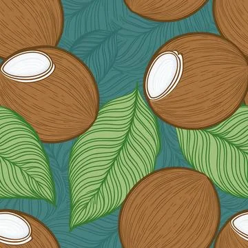 CoconutSeamless Pattern Background 스톡 일러스트