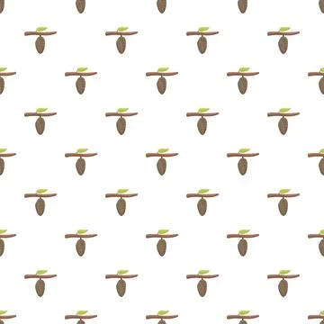 Cocoon chrysalis on branch seamless pattern background イラスト素材