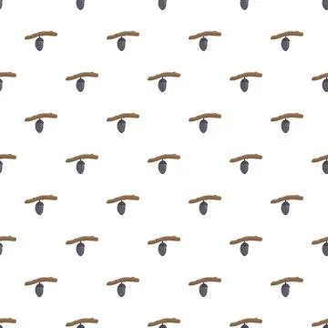 Cocoons hanging from branches repeating pattern Stock Illustration