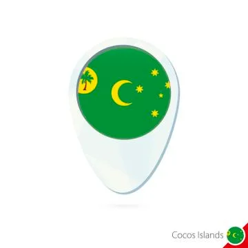Cocos Islands flag location map pin icon on white background. Stock Illustration