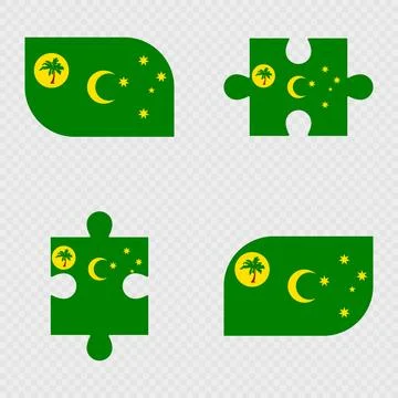 Cocos Islands Flag Rounded Shapes and Puzzle Set. Stock Illustration