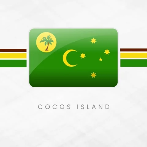 Cocos Keeling Islands Flag Button: 3D Glossy Australian Territory Symbol wi.. Stock Footage 330951574