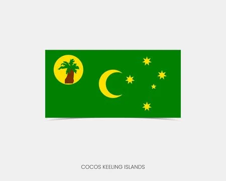 Cocos Keeling Islands Rectangle flag icon with shadow. Stock Illustration