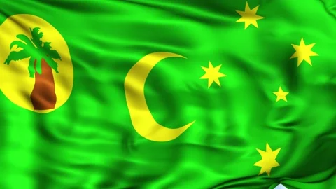 Cocos (Keeling) Islands Waving Flag Background Stock Footage 204141013