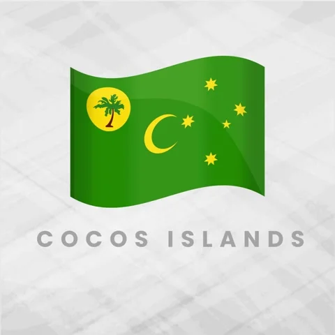 Cocos Keeling Islands Waving Flag 3D Animation Australian Territory Symbol Stock Footage 330951576