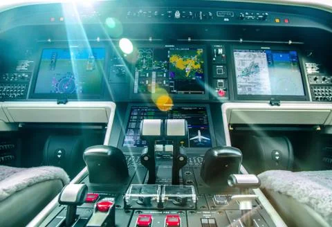 Cocpit in an airplane Stock Photos