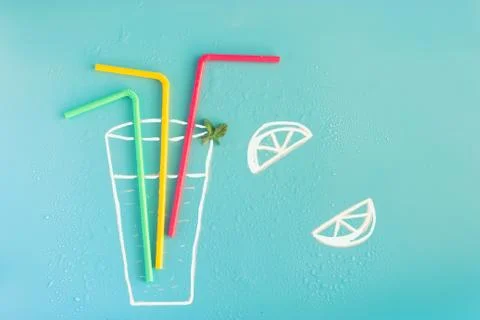 Coctail on blue background Stock Photos