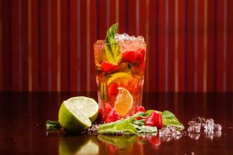 Coctail in a glass with raw fruit Stock Photos