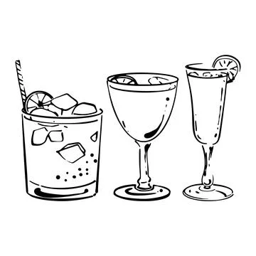 Coctails drinks isolated on white background. Stock Illustration