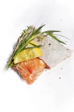 Cod and salmon fillets Stock Photos