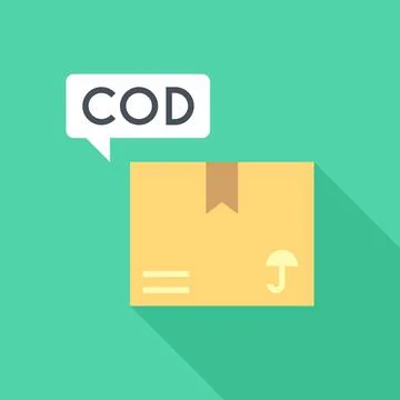 COD Delivery Box Icon with Green Speech Bubble Stock Illustration