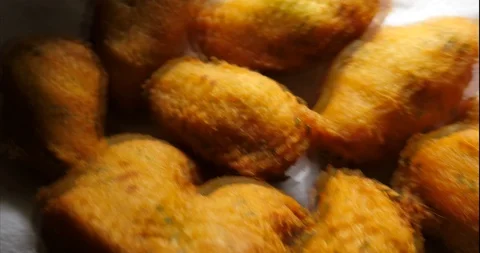 Cod dumplings - bolinhos de bacalhau - Fried ball of cod -Portuguese Food Stock Footage 127638074