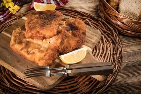 Cod fillet fried in breadcrumbs. Stock Photos