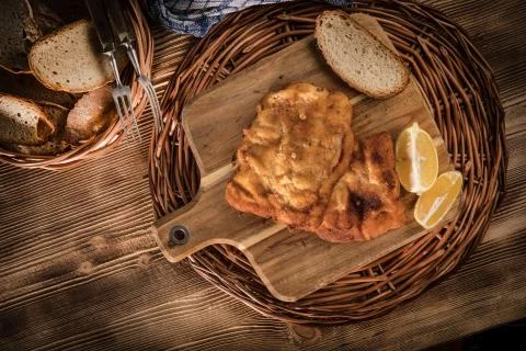 Cod fillet fried in breadcrumbs. Stock Photos