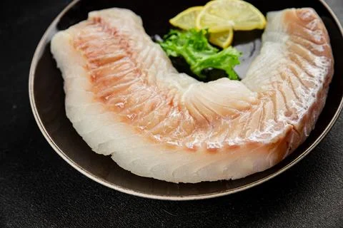 Cod fillet, raw fish seafood tasty snack fresh pescetarian diet gourmet foo.. Stock Photos