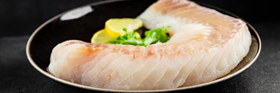 Cod fillet, raw fish seafood tasty snack fresh pescetarian diet gourmet foo.. Stock Photos