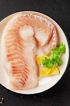 Cod fillet, raw fish seafood tasty snack fresh pescetarian diet gourmet foo.. Stock Photos