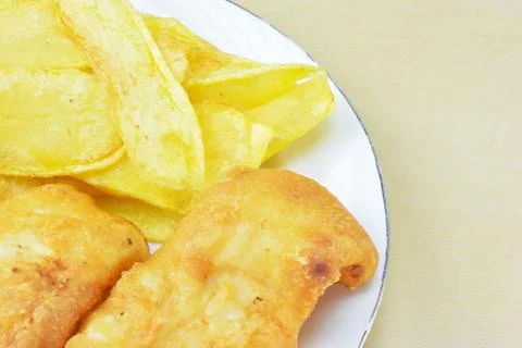 Cod fish and chips Stock Photos