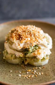 Cod fish dish with cream and potato Stock Photos