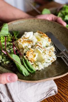 Cod fish dish with cream and potato Stock Photos