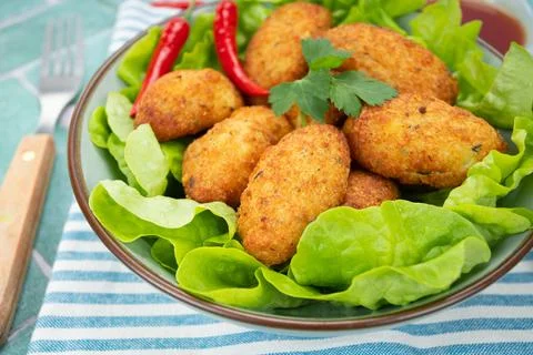Cod fritters Foto stock