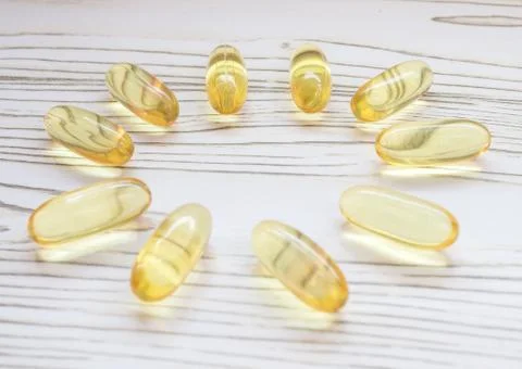 Cod liver capsules Foto stock