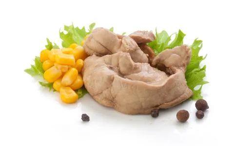 Cod liver with corn Foto stock