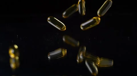 Cod Liver Fish Oil Omega 3 Tablets Supplement Therapy Stock Footage 53256969