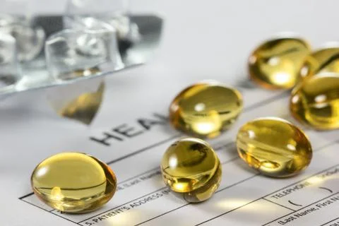 Cod liver oil capsules Stock Photos