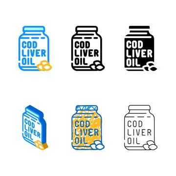 Cod liver oil color edition icon vector Stock Illustration
