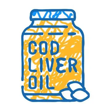 Cod liver oil icon doodle illustration 스톡 일러스트