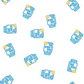 Cod liver oil vector seamless pattern Stock Illustration