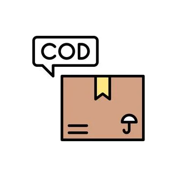 COD Parcel Delivery Label with Chat Bubble in Minimal Style Stock Illustration